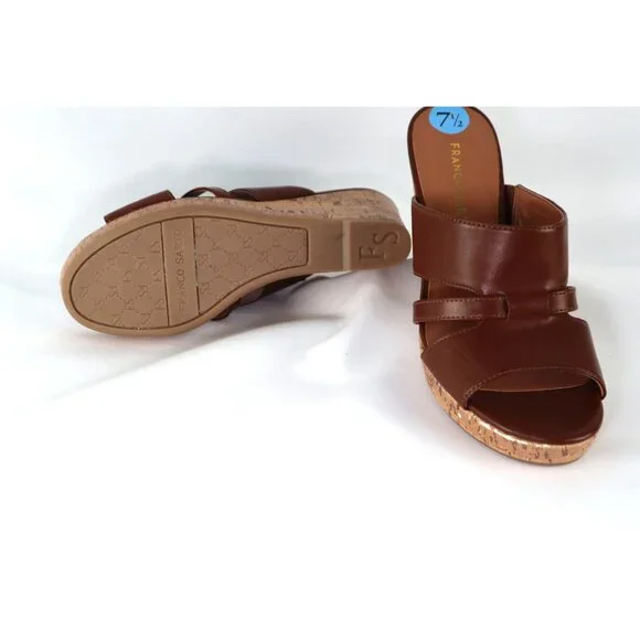 Franco Sarto Women's Brown Wedge leather With Cork Heel Size 7.5 - Picture 3 of 7